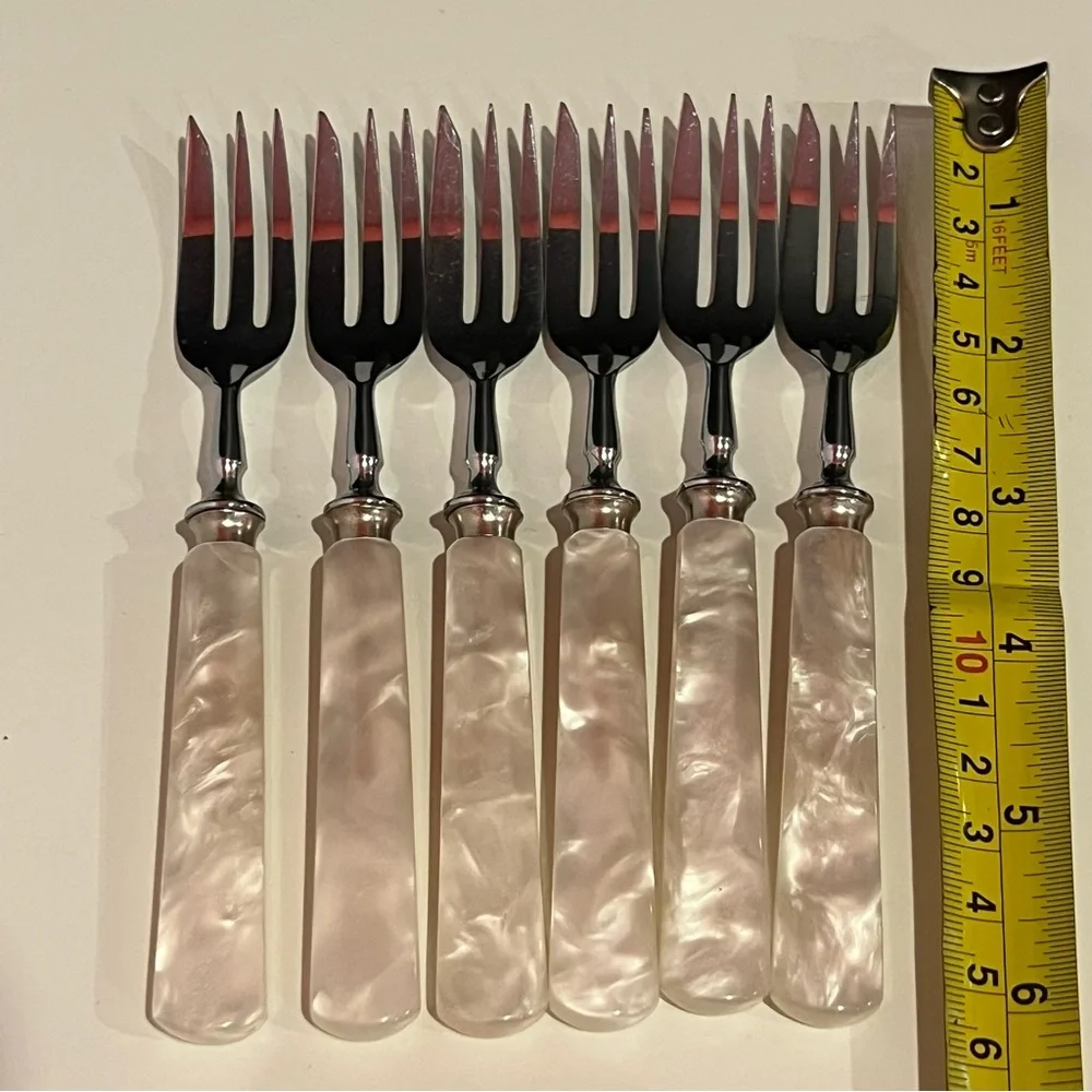 Vintage Faux Mother of Pearl Fork Knife and Pie Server Set